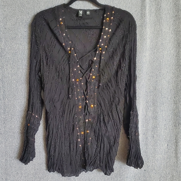 Milano Woman - Textured with Copper Sequins and Beads - Black - Size 22 EUC - Picture 1 of 9